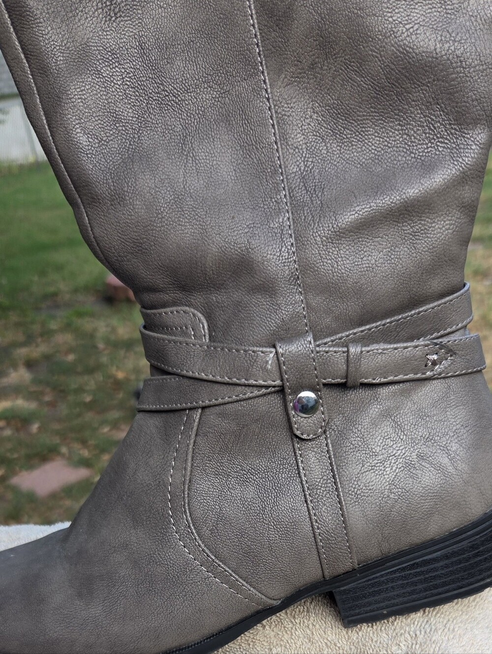 Tall Gray Riding Boots - Picture 4 of 7